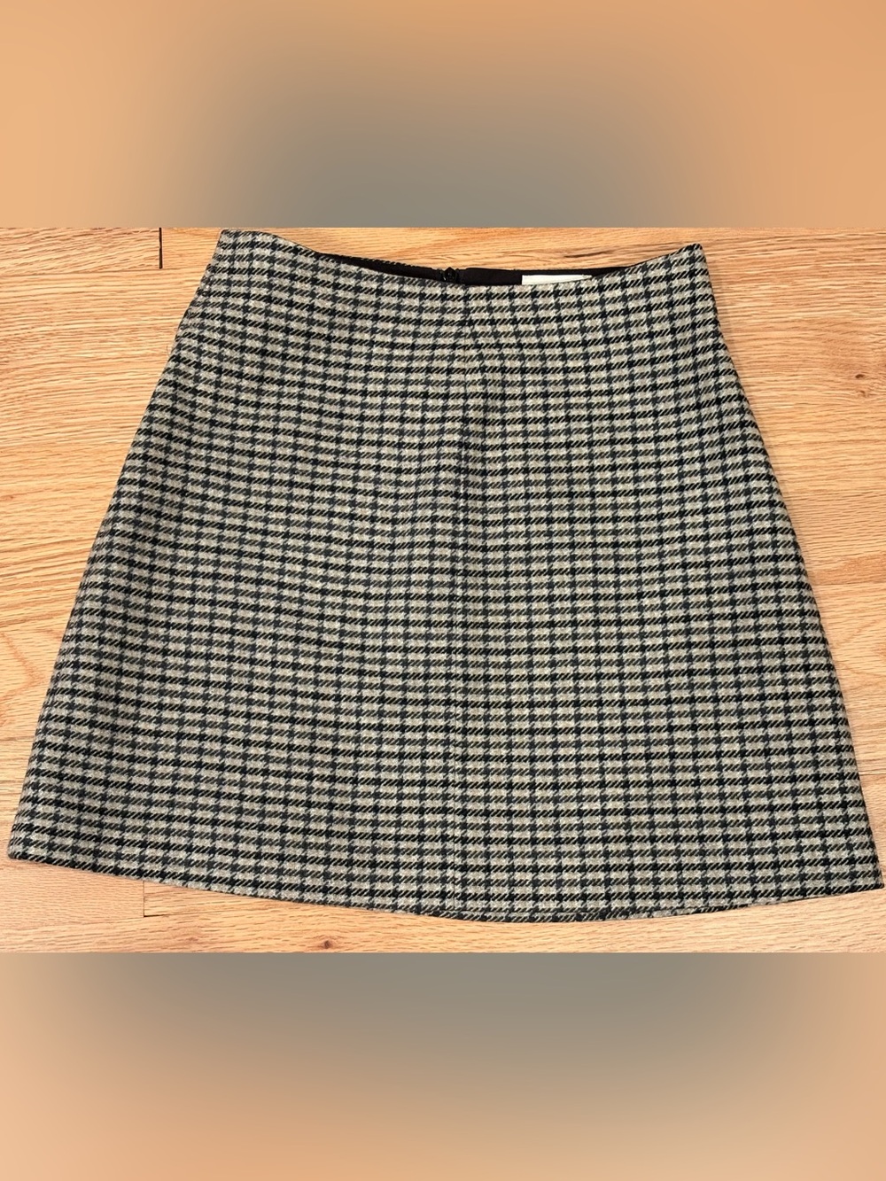 Aritzia Wilfred Wool Blend Gray Plaid Fully Lined Skirt Size 0